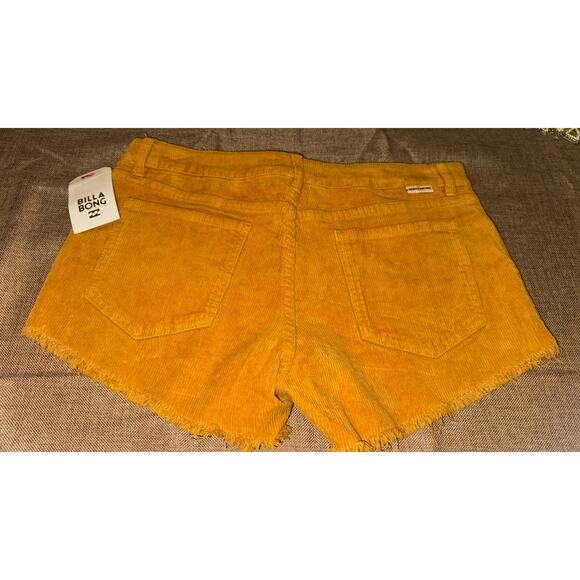Billabong Corduroy Cutoff Shorts Sz 28 Lite Hearted Lace Up Pockets Stretch Gold - Picture 10 of 10